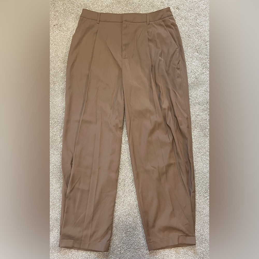 MOTF Tan Dress Pants High-Rise Pleated